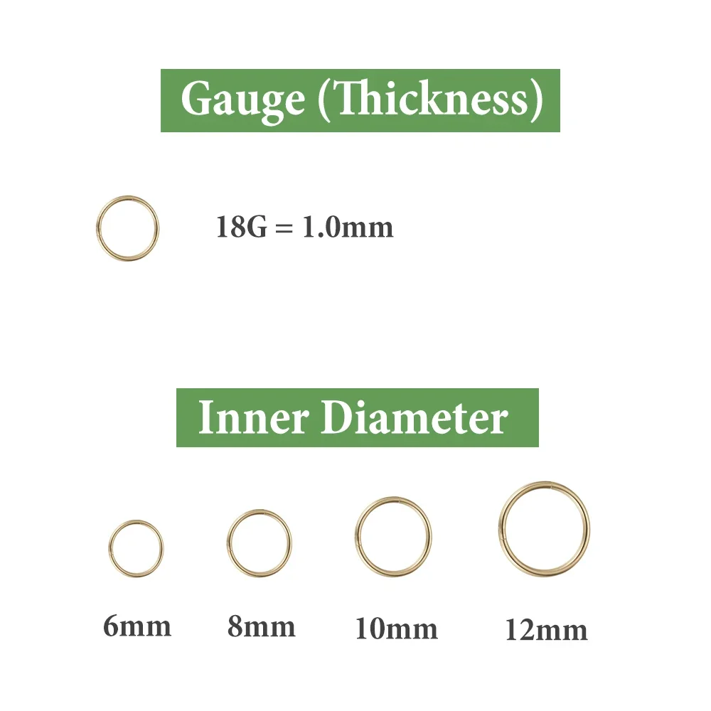 2/6PCS Seamless 316L Stainless Steel Nose Ring for Men Gold Color Hoop Earrings for Women Septum Helix Tragus Piercing Jewelry