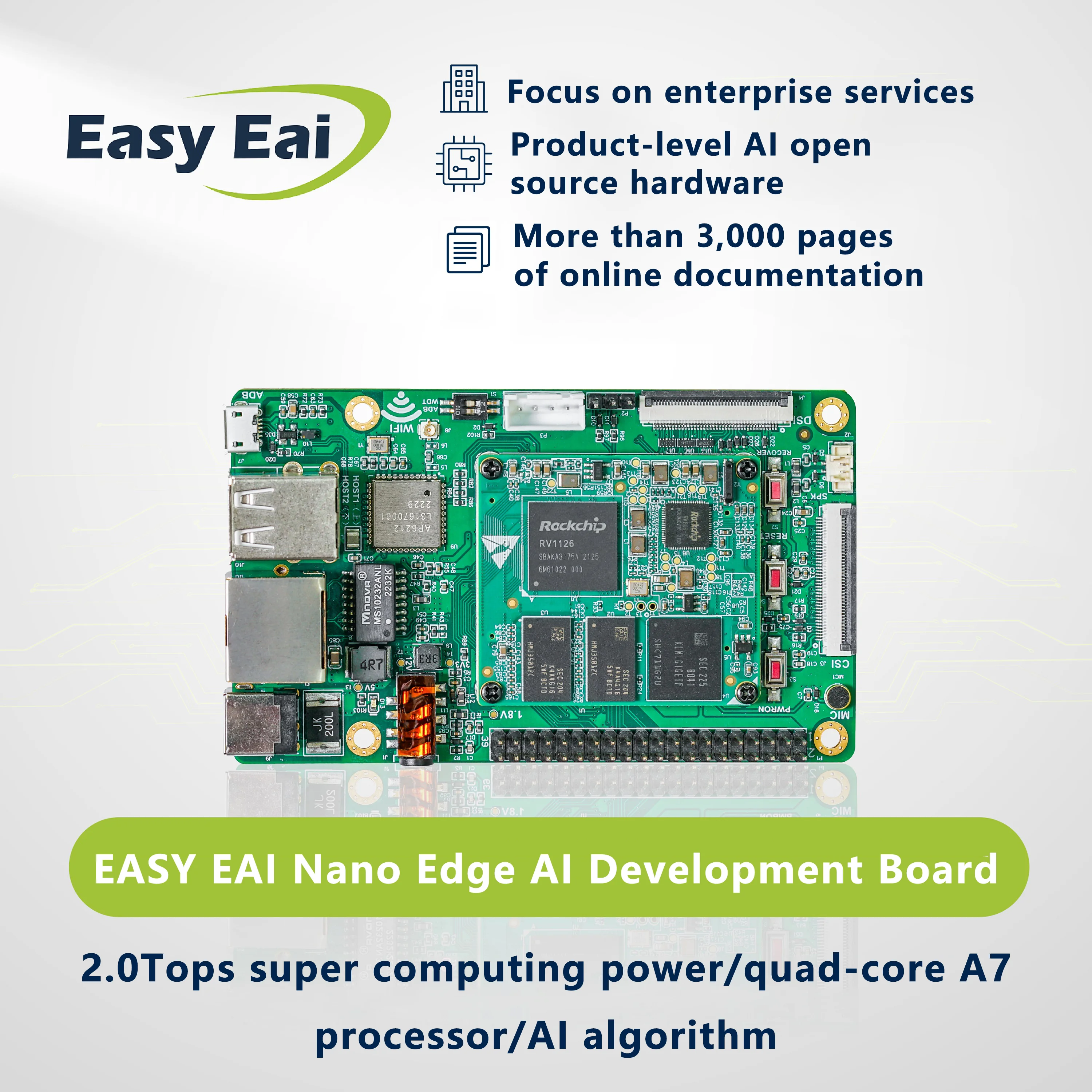 Single Board Computer Rockchip RV1126 Mini PC Open-Source Development Board Kit Quad core ARM WiFi