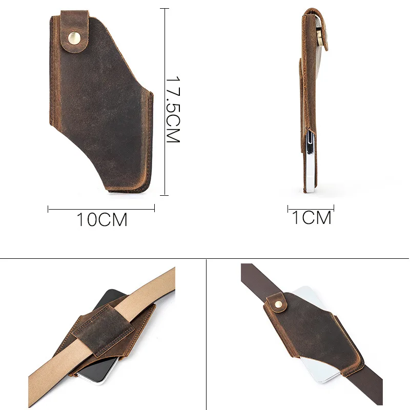 가죽 허리 가방 핸드폰 홀스터 망 벨트 가방 전화 파우치 지갑 케이스 전화 6.7 인치 cartera de cuero para celular