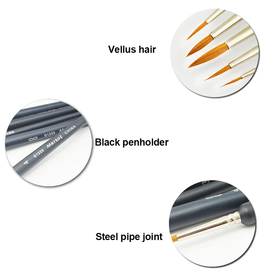 Lot De 9 Pinceaux De Peinture Pour Détails Fins 000-00-0 En Acrylique