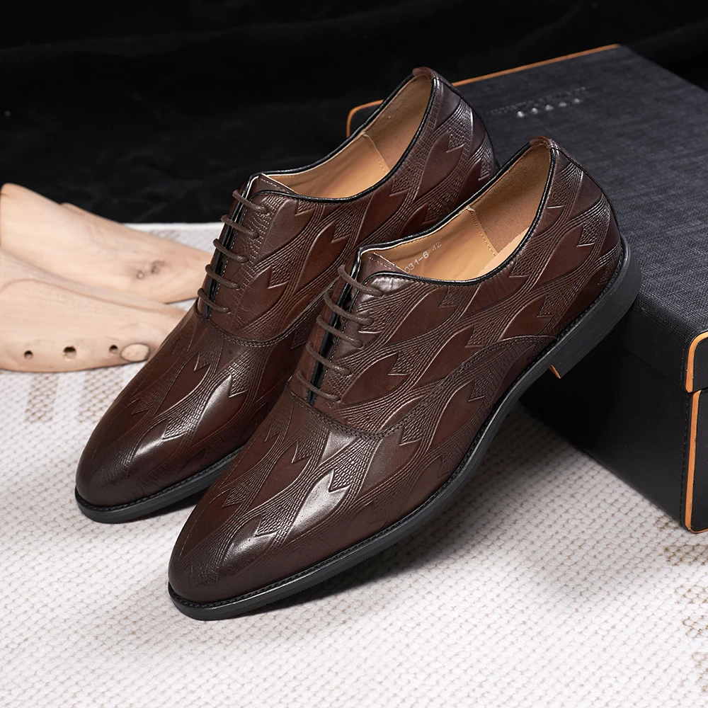 

Classic Genuine Cowhide Leather Mens Wedding Dress Shoes Business Office Lace-UP Oxfords Party Formal Shoes for Men Size 7 To 12
