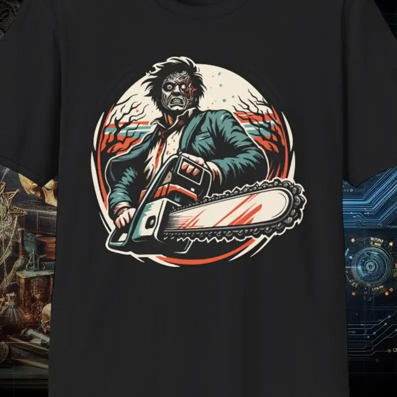 Chainsaw Nightmare black serial killer shirt horror tshirt bella canvas 6004 gildan 64000