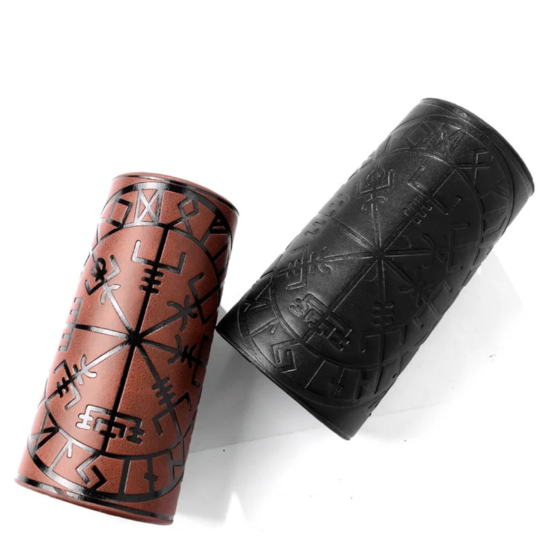Toten Design Nordic Viking Odin Compass Bangles for Man Riding Protective Gear Embossed Wide Leather Wristband Punk Jewelry bangle bracelet leather bracelets leather bracelet