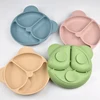 Baby Safe Sucker Silicone Dining Plate Solid Cute Cartoon Children Dishes Suction Toddle Training Tableware Kids Feeding Bowls 6