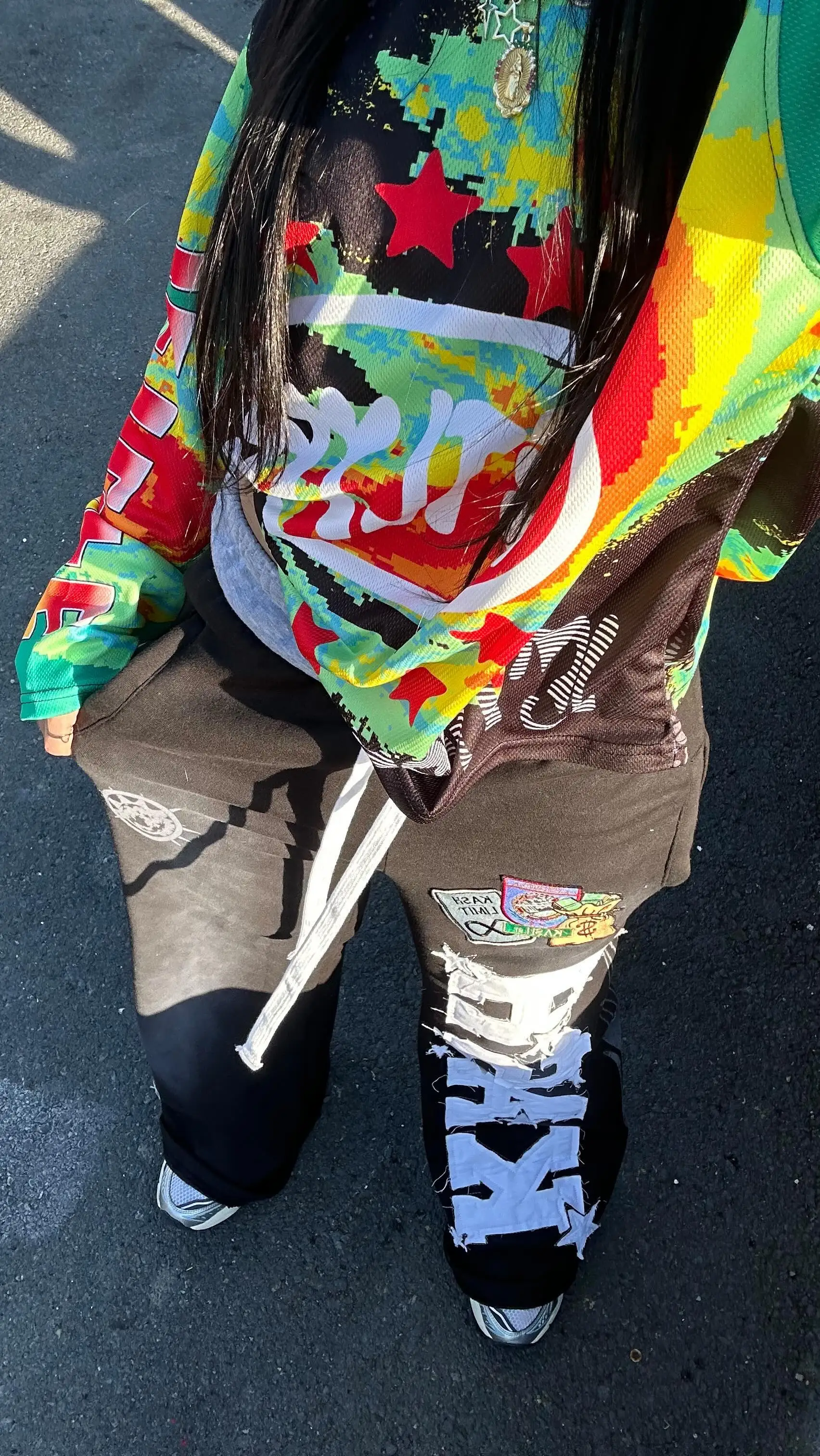 Pantaloni sportivi da uomo da donna americana Y2K Abbigliamento Hip Hop Patch Lettera Patch Pantaloni larghi Pantaloni da jogging con coulisse Punk Rock 1