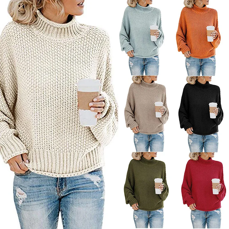 

Heavyweight Autumn and Winter New Knitwear Women's Thick Line High Neck Pullover Sweater