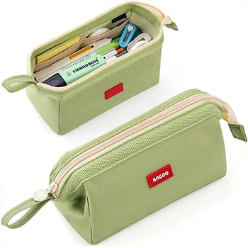 Trousse à crayons de grande capacité avec porte-stylo, étiquette minimaliste, rangement de papeterie pour étudiants, sac de rangement de papeterie créatif
