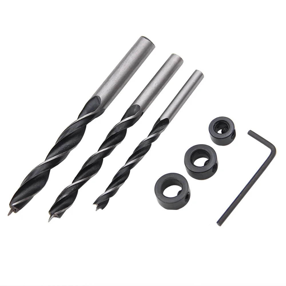 Woodworking drill tool set 14pc 15 &deg; Oblique Hole Locator 7pc Drilling Regulator Limit Three-point