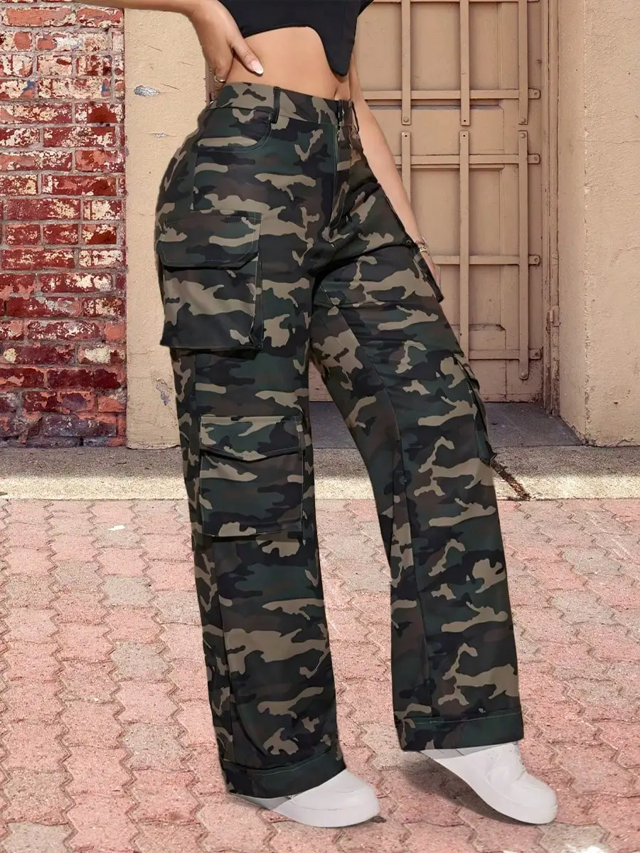Pantalon Femme Combats Vert Foncé Élastiqué main image 1
