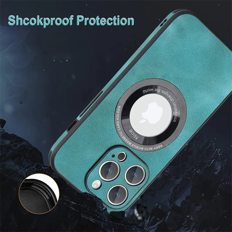Luxury Sheepskin Leather Magnetic Phone Case with Wireless Charging Capability