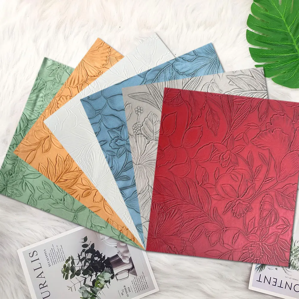 Flower Faux Leather Sheet for Earrings Purses Making 7.8" X 11.8" Embossed Textured Synthetic Fabric DIY Bow Wallet Sewing Craft