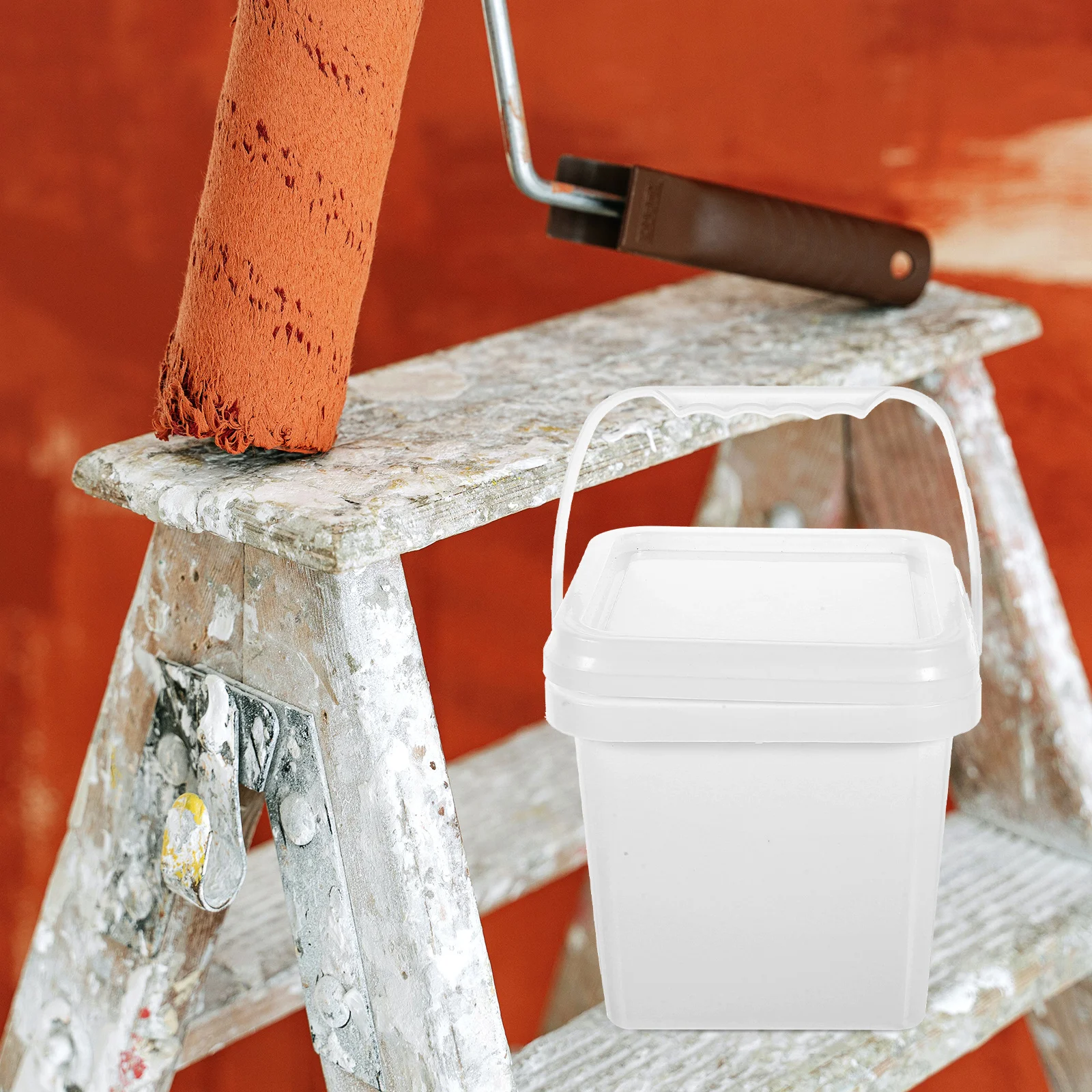 Plastic Bucket With Handle Lid Reusable Paint Bucket Oil Paint Pail Painters Kettle Empty Can With Lid