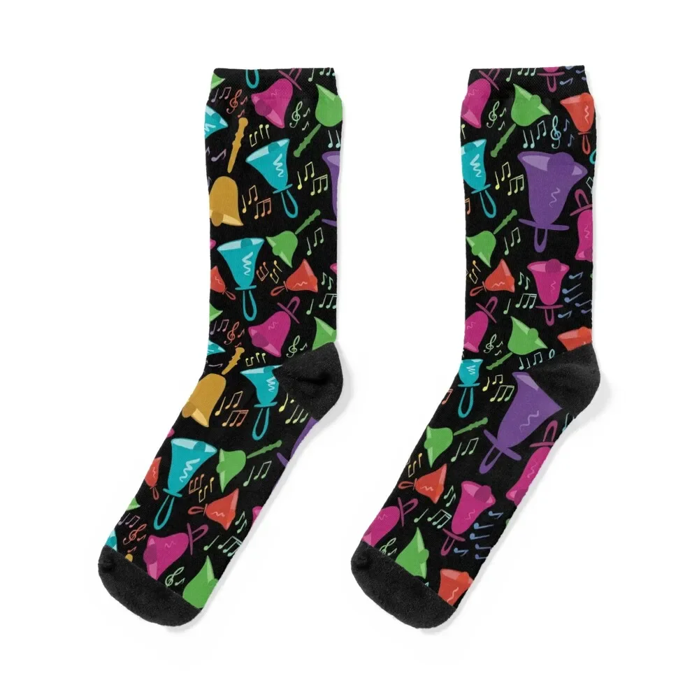 

Colorful Handbells And Notes Pattern Socks hockey with print basketball Mens Socks Women's