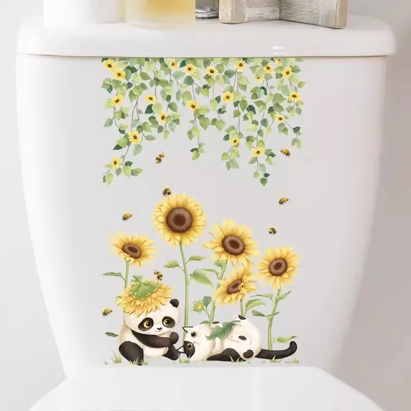 Pastoral Flowers And Plants Wall Sticker Bathroom Toilet Decor Decals Living Room Cabinet Home Decoration C209#