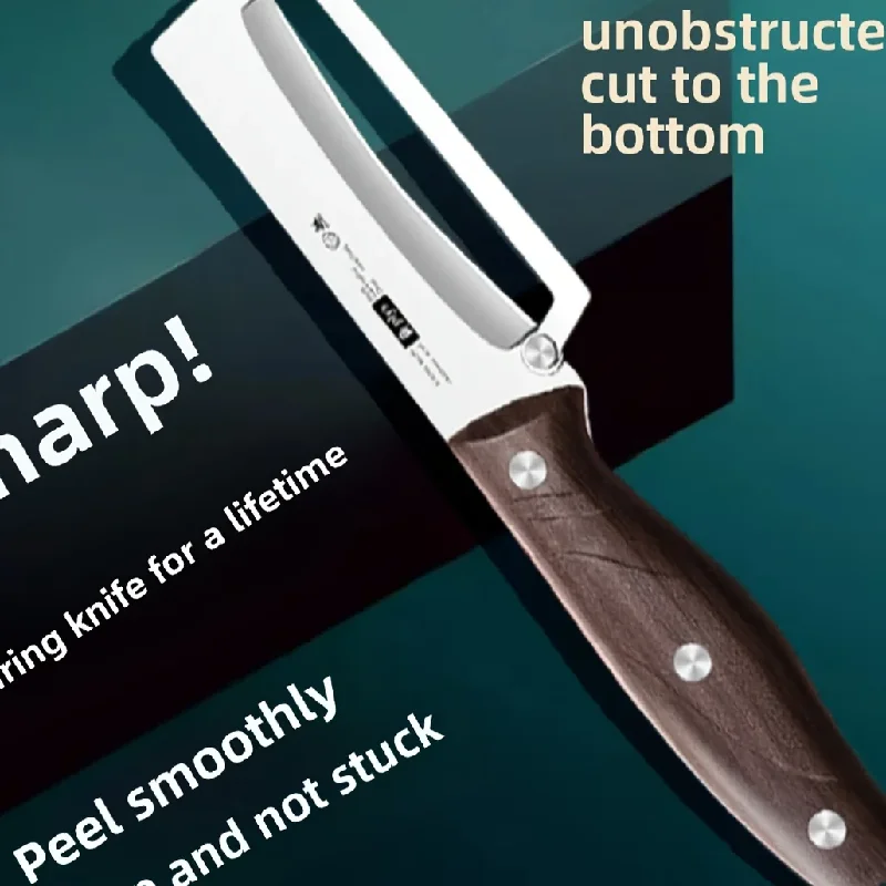 Stainless steel peeler with wooden handle for peeling and slicing fruits and vegetables | Durable and smooth operation 2