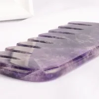 Amethyst Gua Sha Comb Purple Crystal Stone Massager Hair Head Neck Massage Comb Beauty Skin Care health Tool 2