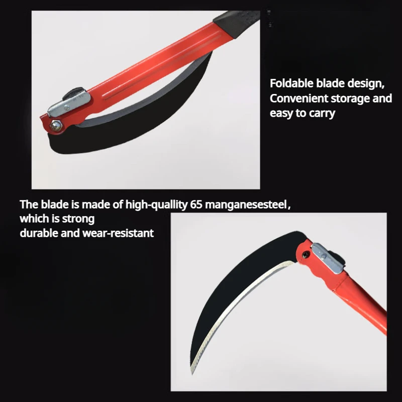 Description Picture 5 of itemAgricultural Folding Sickle Long Handle Folding Scythe Lawn Mower Gardening Grass Weeding Knife with spare blade Garden Tool