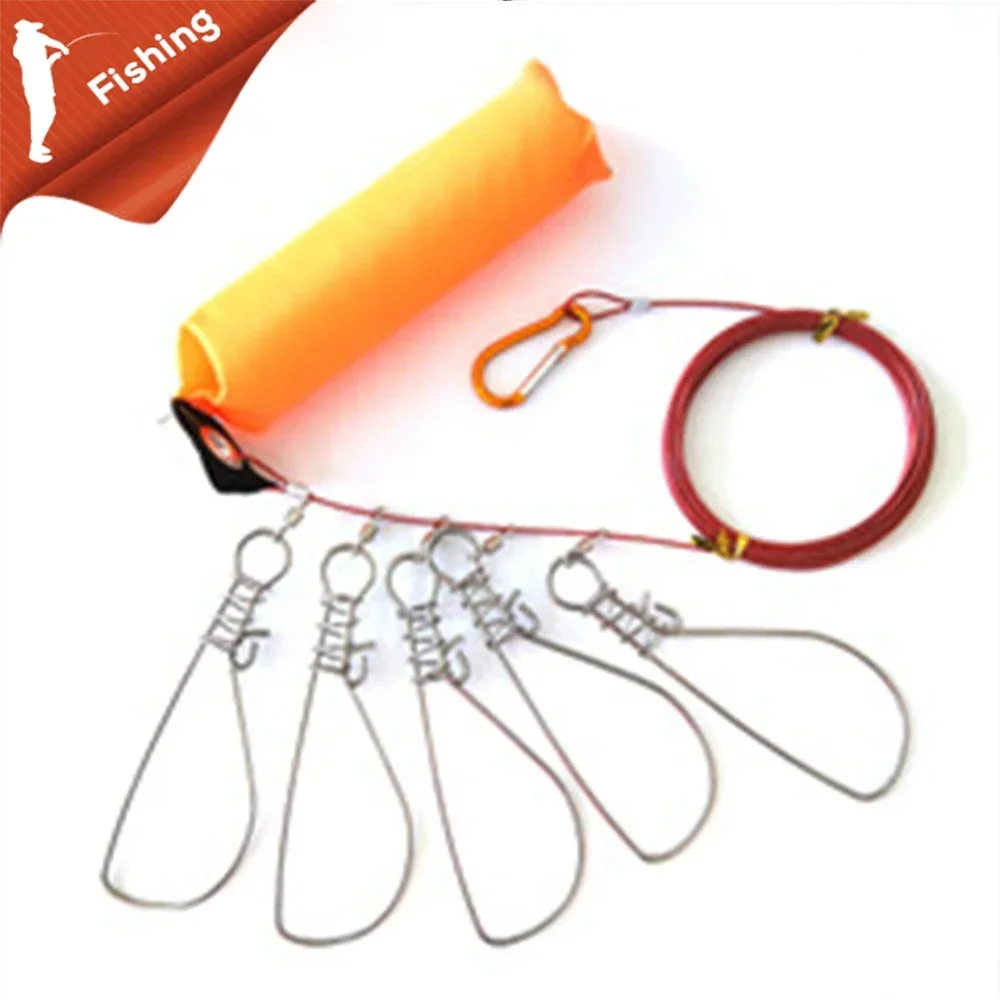 Snaps Fishing Lock Buckle Tackle Fishing Accessories 5 Stainless Steel Chain Stringer With Float Live Fish Lure Lock belt fishing tools fishing accessories fishing tool fishing tackle