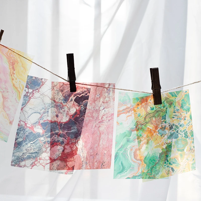 10pcs/pack Flowing cloud stone pattern Stickers Decorative Junk Journal Creative Stationery DIY Stickers Scrapbooking Supplies