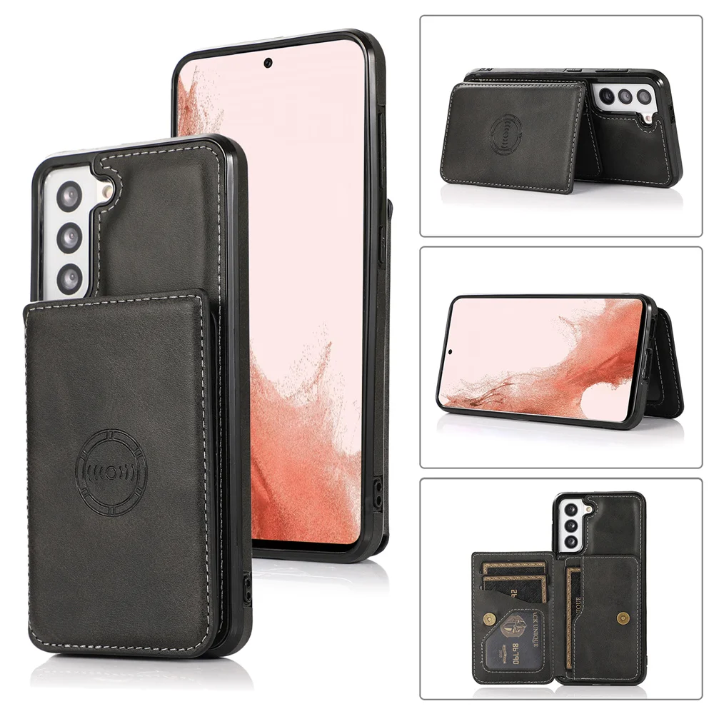 

Luxury Car Magnet Wallet Leather Case For Samsung Galaxy S22 S21 Ultra S20 FE S10 Plus Cover Card Slots Stand Holder