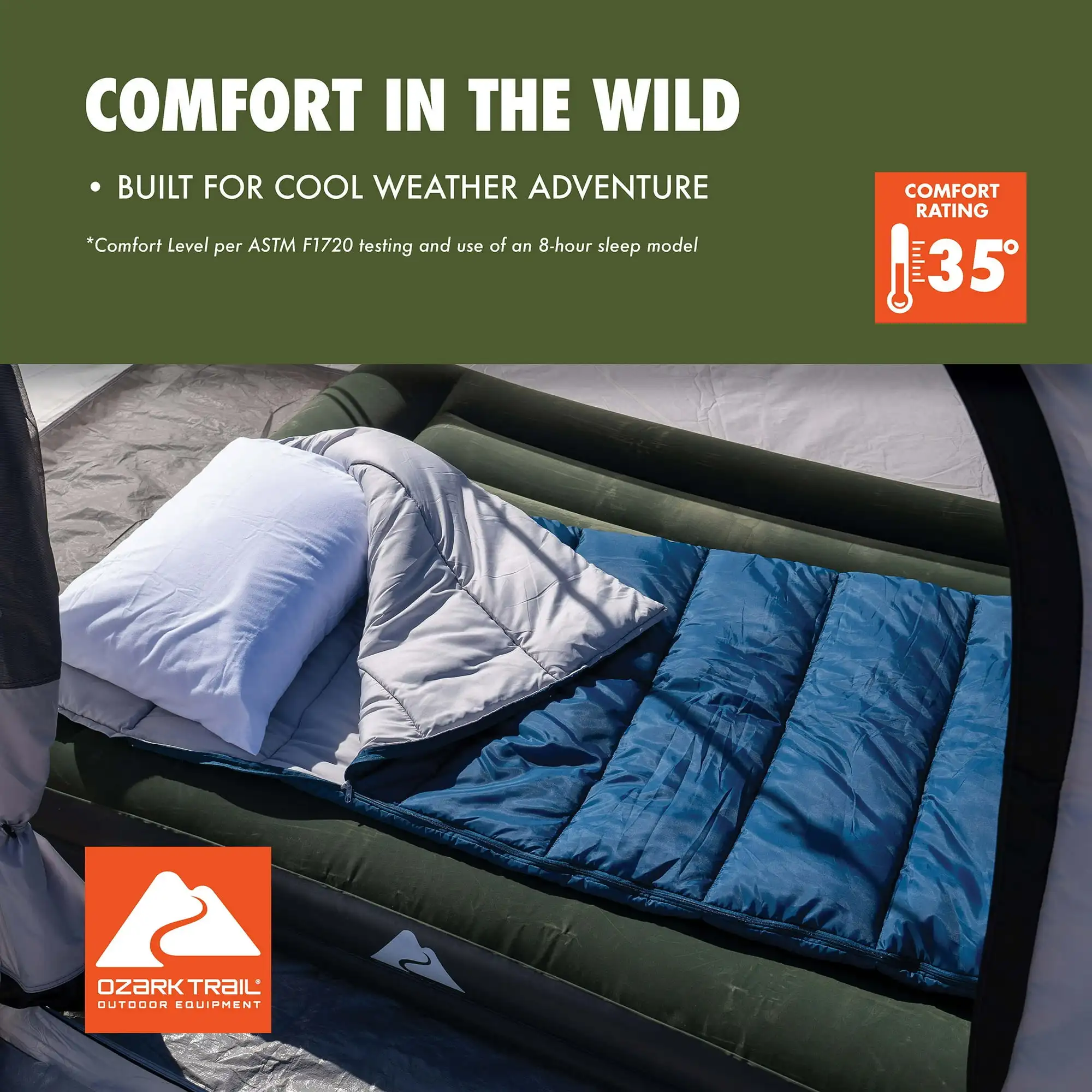 Ozark Trail 35-Degree Cool Weather Rectangular Sleeping Bag 2
