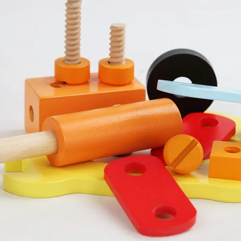Kids Play Carpenter Set Wooden Bench Play Set Educational Pretend Construction Toy STEM Nut Disassembly Toys With Blocks