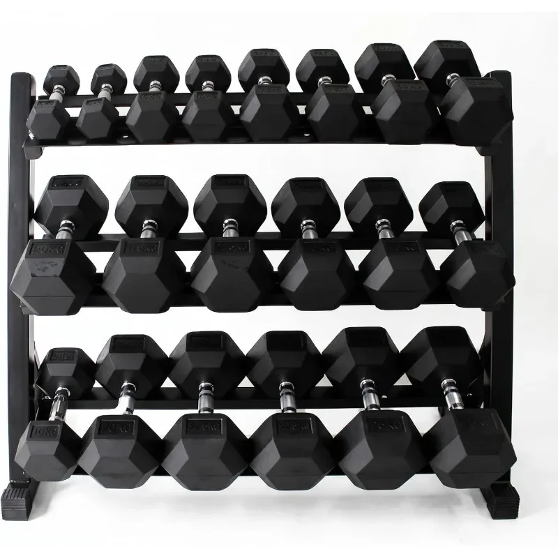 350-550 Lbs Hex Dumbbells Rack Free Weight For Home Gym, Durable Rubber Dumbbell With Storage,_voghion.com