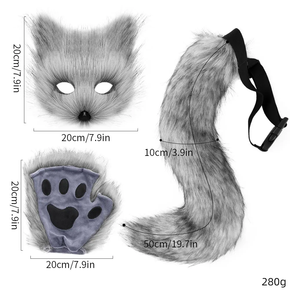 Faux fur fox ears and tail set