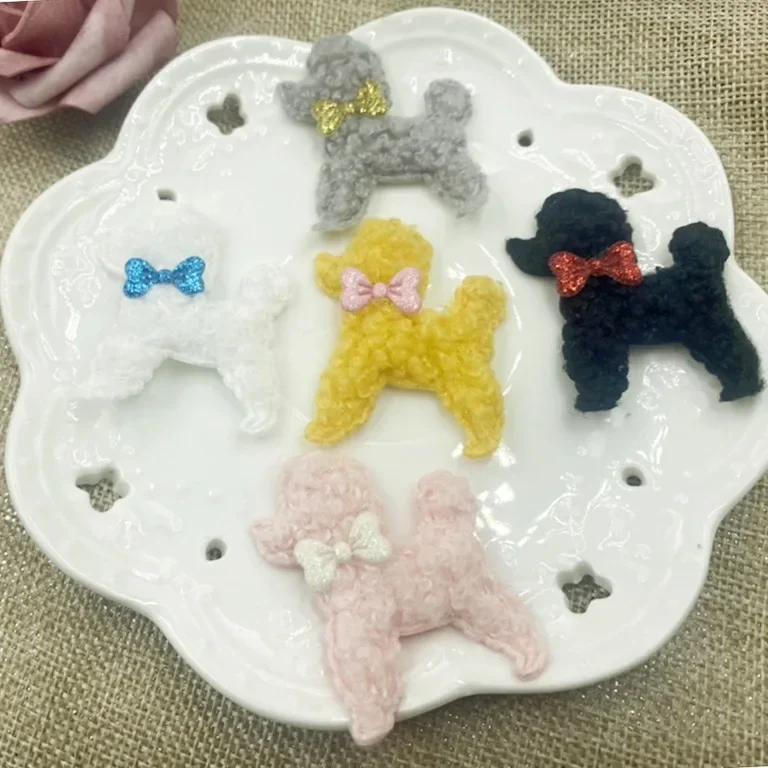 Cute Teddy Velvet DIY Handmade Children Hair Clips Plush Doggie Bow Knot Hair Ties Accessories Hairbands Storage Box