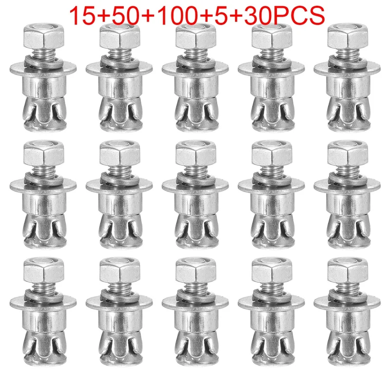 HOT SALE 1/4Inch X 5/8Inch Hex Nut Sleeve Anchors -Good For Concrete Dry Brick Block Walls - Carbon Steel - Silver
