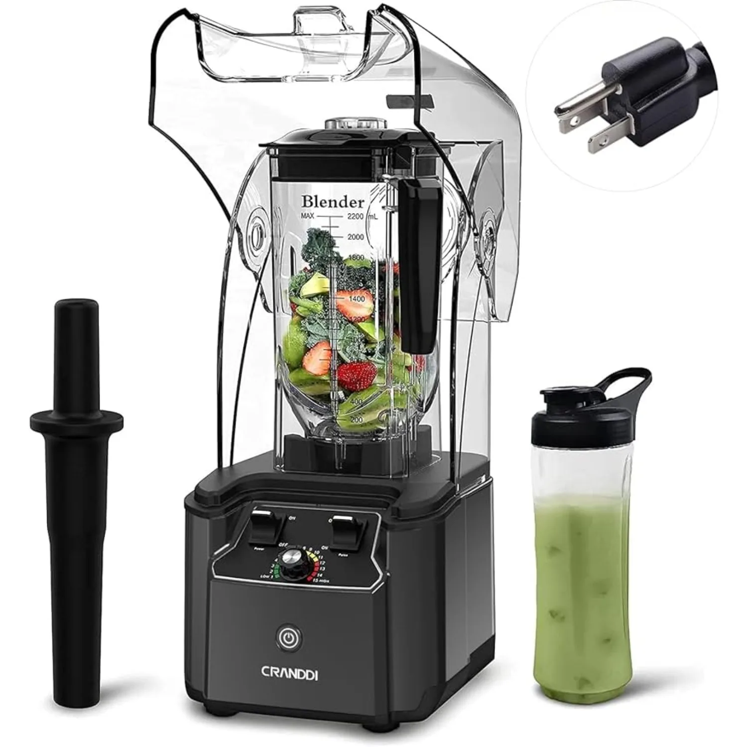 

Quiet Commercial Blender with Soundproof Shield, 2200 Watt Professional Blenders for Kitchen with 80oz Pitcher and Self-Cleaning