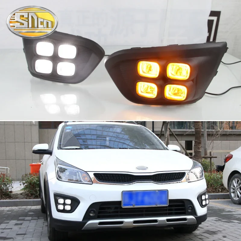 SNCN LED Daytime Running Light For Kia Rio X-line 2018 2019 Car Accessories Waterproof ABS 12V DRL Fog Lamp Decoration