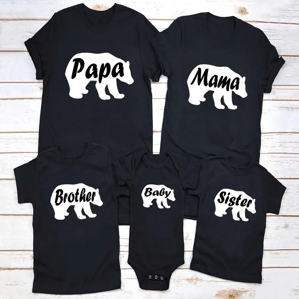 

Family Matching Outfits Summer Family Look Bear T shirts Funny Baby Girls Boys T-shirt Father Mother Daughter Son Kids Clothes