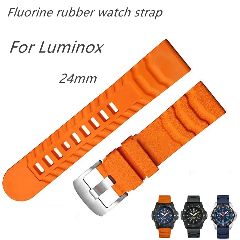 Мужские водонепроницаемые аксессуары для часов Luminox XS3749 3789 3741 3745, ремешок из флюорорезины 24 мм с логотипом
