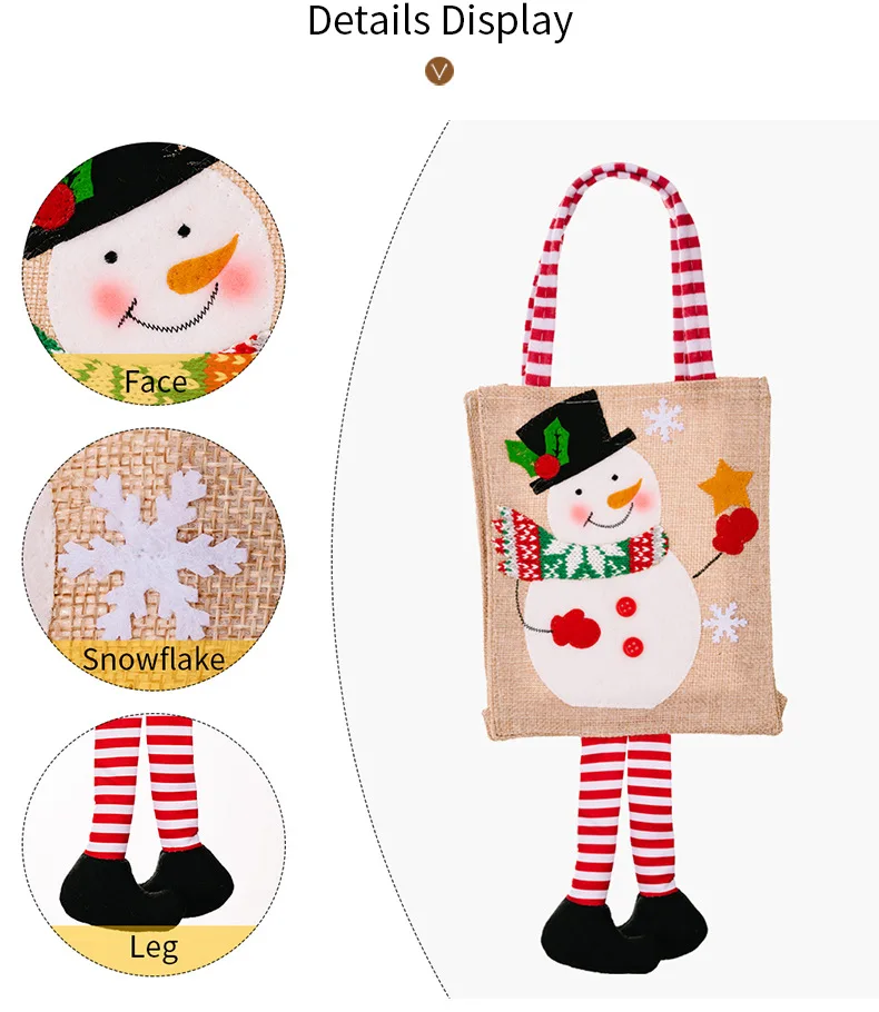 Christmas Gift Bag Cute Santa Snowman Elk Candy Bag Kids Favors Merry Christmas Decorations Storage Bag New Year Party Supplies images - 6