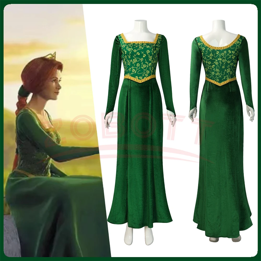 Shrek-Cosplay-Kostuums-Prinses-Fiona-Printjurk-Vrouwen-Sexy-Vierkante ...