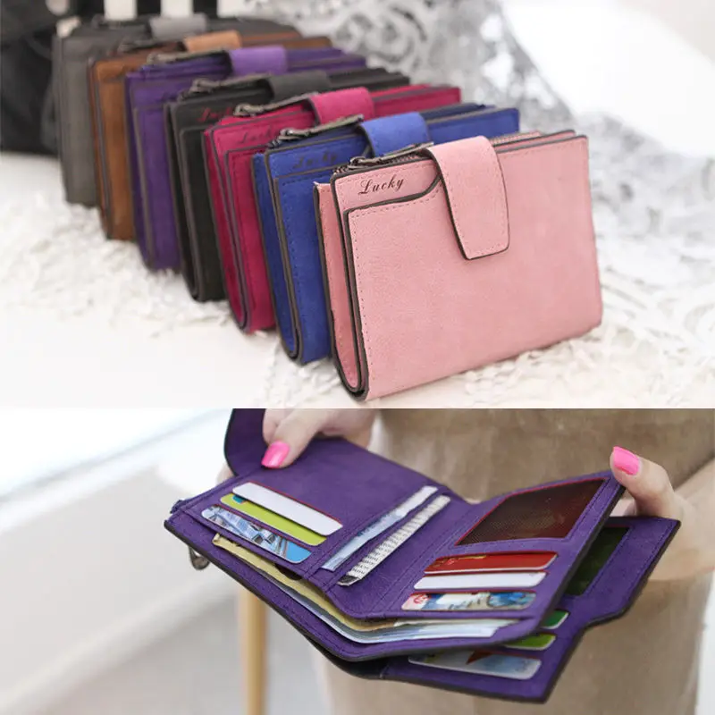 Fashion Women Scrub Wallet Leather Zip Hasp Coin Purse Clutch Handbag Small Mini Card Holder Black Pink Blue Red Purple Brown 3