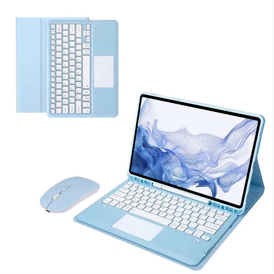 

С сенсорной панелью, чехол для беспроводной клавиатуры для Samsung Galaxy Tab A8 10,5 X200 X205 A7 10,4 Tab S6 Lite S8 S7, чехол-подставка + слот для ручки