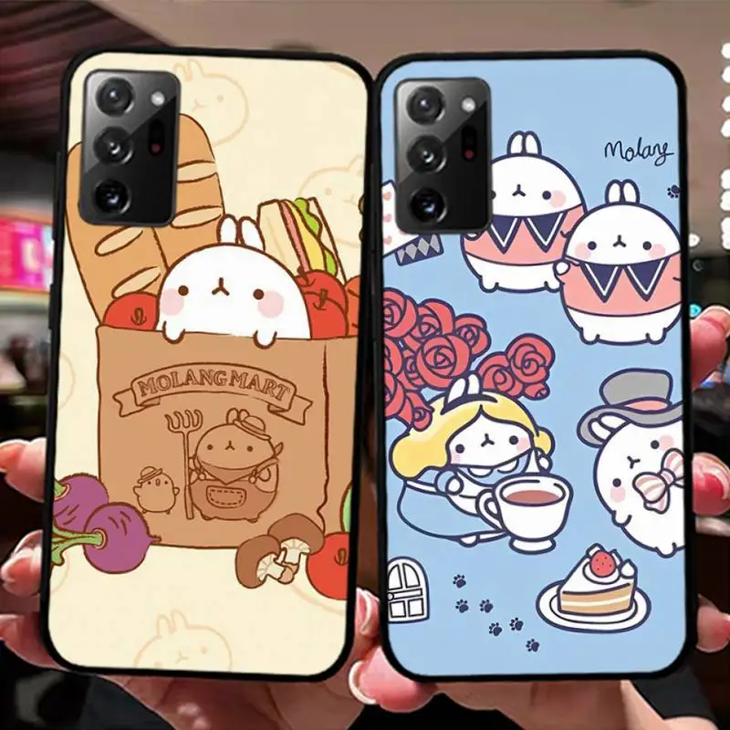 kawaii Tea with Molang Phone Case for Samsung Note 5 7 8 9 10 20 pro