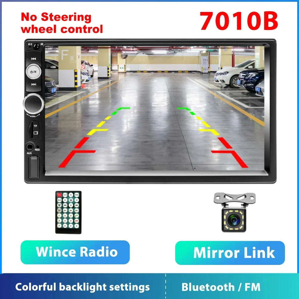 Autoradio Bluetooth Podofo 2 Din Con Schermo Touch 7 Pollici, Mirror Link, Telecamera Posteriore E Comandi Al Volante Per Auto