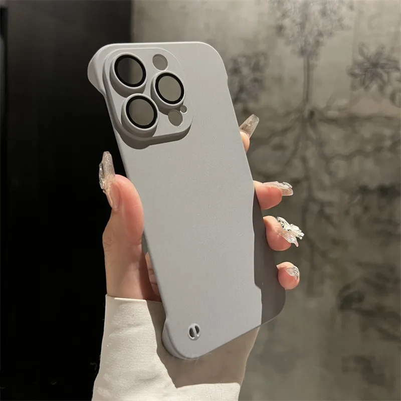 thumbnail image 1 of Ultra-thin Frameless Matte PP Case For iPhone 15 14 13 12 11 Pro Max Plus Luxury Camera Protection Glass Slim Cooling Back Cover, 1 of 5