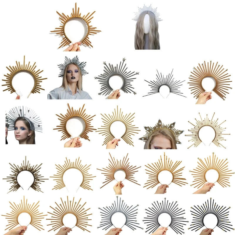 E15E Mary Halocrown Headband Baroque Spiked Halocrown Greek