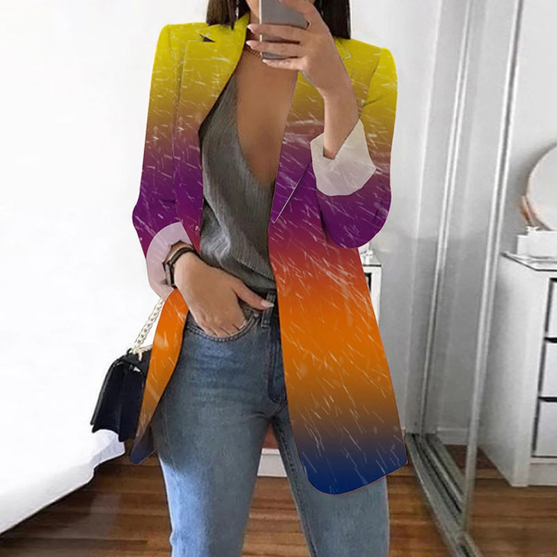 2023 Spring Autumn Womens Casual Elegant Long Sleeve Blazer Jacket Solid Color Work Oversized Work Chic Preppy Style Outerwear