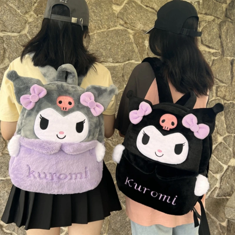 

Новый мультяшный милый плюшевый рюкзак Sanrio Cinnamoroll Kuromi, вместительный рюкзак на плечо с сердечками My Melody, Детский Рождественский подарок