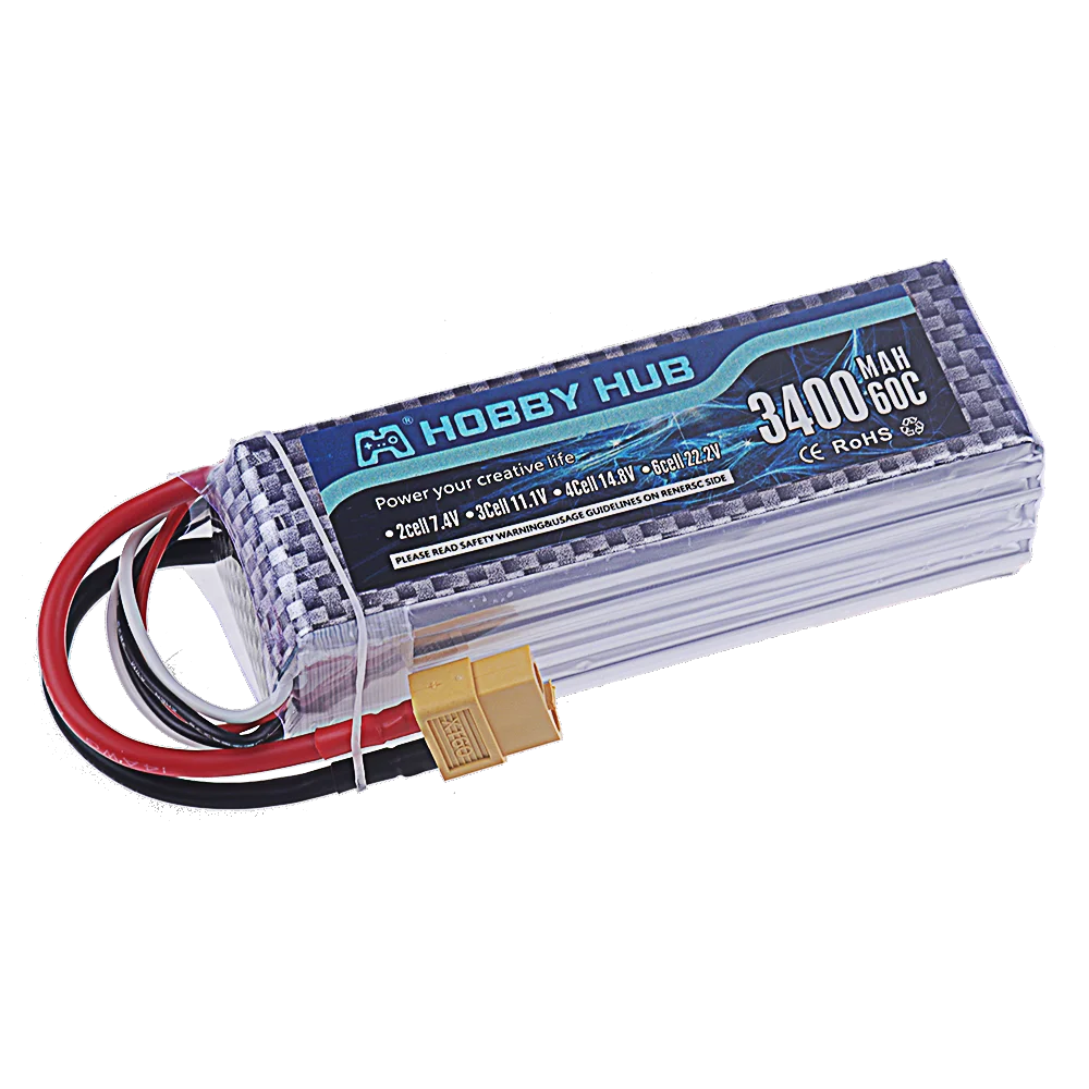 Pack de batterie LiPo 4S avec câbles et connecteurs, parfait pour alimenter un drone RC.