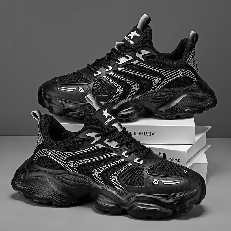 Men's Outdoor Running Sneakers - Comfortable and Breathable Design, Fashionable Lace-Up Sports Style, Versatile and Trendy