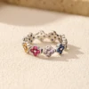 MODIAN 925 Sterling Silver Sweet Rainbow Color Zirconia Lucky Four Leaf Clover Fashion Finger Rings For Women Fine Jewelry 5