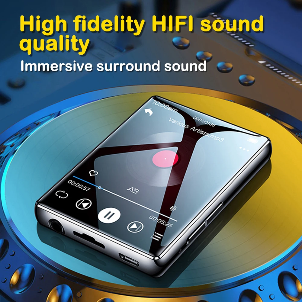 2.4 Inch Full Screen MP3 Walkman 1Pcs Student Version Mini Ultra-thin Bluetooth Portable Touch Screen Music Player Support FM