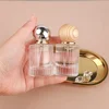 30/50ml Round Perfume Bottle Wood Ball Lid Luxury Empty Thick Glass Spray Atomizer Cosmetics Container Refillable Sample Vials 1