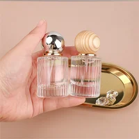 30/50ml Round Perfume Bottle Wood Ball Lid Luxury Empty Thick Glass Spray Atomizer Cosmetics Container Refillable Sample Vials 1
